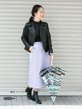 「URBAN RESEARCH（アーバンリサーチ）のアイテム（ライダースジャケット）」を使った、ameme URBAN RESEARCHさん（レディース・162cm）の冬コーディネート