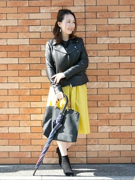 「URBAN RESEARCH（アーバンリサーチ）のアイテム（ライダースジャケット）」を使った、ameme URBAN RESEARCHさん（レディース・163cm）の冬コーディネート