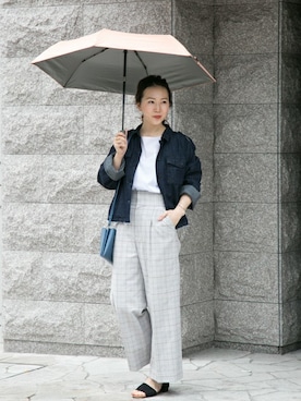 「アイテム（折りたたみ傘）」を使った、ameme URBAN RESEARCHさん（レディース・163cm）の春コーディネート
