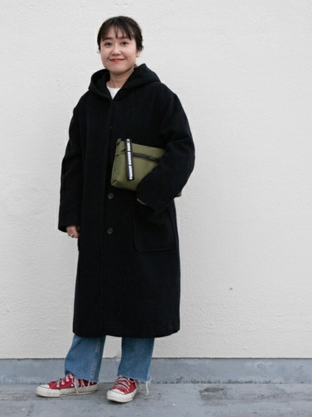 アーバンリサーチ sonny label ウールモッサフードロングコート 紺 URBAN RESEARCH Sonny Label（アーバンリサーチサニーレーベル