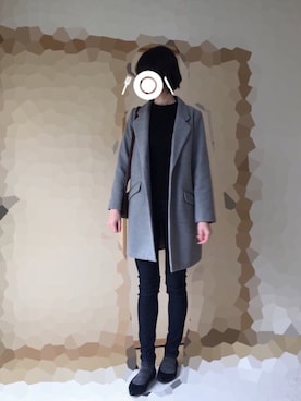 「SEVENDAYS=SUNDAY（セブンデイズサンデイ）のアイテム（チェスターコート）」を使った、mi-nさん（レディース・175cm）の冬コーディネート