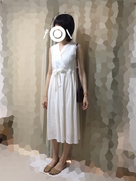 「ADAM ET ROPE'（アダムエロペ）のクロスボディーバッグ（ショルダーバッグ）」を使った、mi-nさん（レディース・175cm）の夏コーディネート