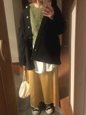 「SLOBE citron.（スローブシトロン）のアイテム（デニムジャケット）」を使った、たかこさん（レディース・158cm）の冬コーディネート