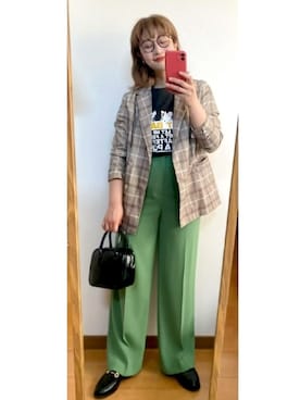 「Omekashi（オメカシ）のアイテム（ジャケット/アウター）」を使った、たかこさん（レディース・158cm）の春コーディネート