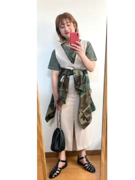 「Omekashi（オメカシ）のアイテム（ジャケット/アウター）」を使った、たかこさん（レディース・158cm）の春コーディネート
