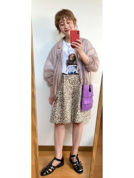 「アイテム（ナイロンジャケット、ブラウン系）」を使った、たかこさん（レディース・158cm）の春コーディネート