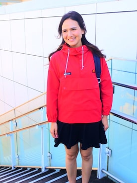 「アイテム（カバーオール、レッド系）」を使った、yurika semaさん（レディース・168cm）の春コーディネート