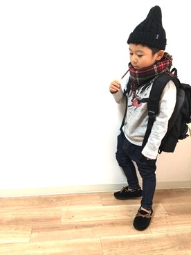 「no brand（ノーブランド）のアイテム（モカシン/デッキシューズ）」を使った、*tM*さん（キッズ・100cm）の秋コーディネート