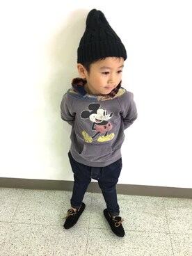 「no brand（ノーブランド）のアイテム（モカシン/デッキシューズ）」を使った、*tM*さん（キッズ・100cm）の秋コーディネート