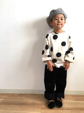 「no brand（ノーブランド）のアイテム（モカシン/デッキシューズ）」を使った、*tM*さん（キッズ・100cm）の冬コーディネート