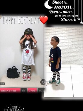 「ミッキー」｜*tM*さん（キッズ・100cm）の夏コーディネート