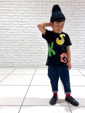 「ドレスシューズ」｜「アイテム（ニットキャップ/ビーニー）」を使った、*tM*さん（キッズ・110cm）の春コーディネート