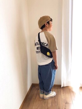 「ラグランTシャツ」｜「アイテム（ラッピングキット）」を使った、*tM*さん（キッズ・120cm）の春コーディネート