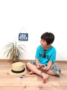 「部屋撮り」｜「アイテム（ラッピングキット）」を使った、*tM*さん（キッズ・120cm）の春コーディネート