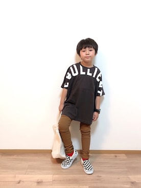 「ドルマンスリーブ」｜「アイテム（スリッポン）」を使った、*tM*さん（キッズ・120cm）の春コーディネート