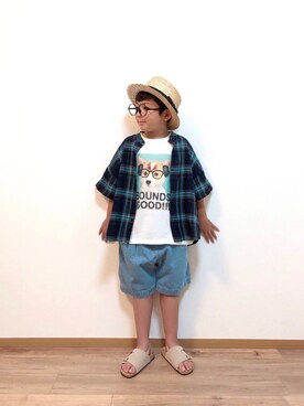 「F.O.U（エフオーユー）のアイテム（パンツ）」を使った、*tM*さん（キッズ・120cm）の夏コーディネート