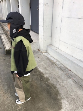 「モードストリート」｜「アイテム（スリッポン）」を使った、*tM*さん（キッズ・120cm）の冬コーディネート