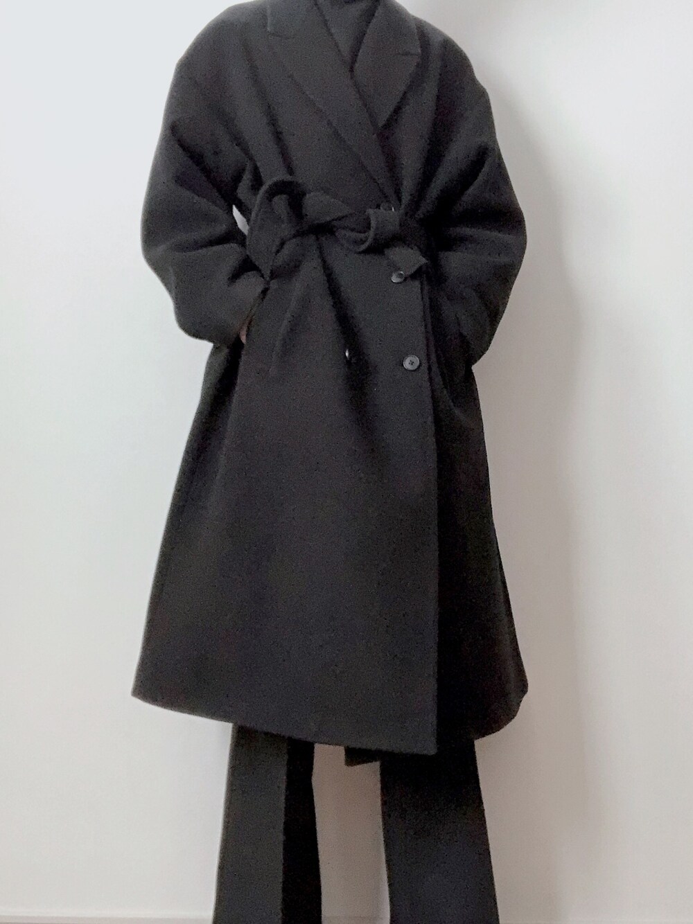 【HARE】CASHEEPウールダブルビッグコート、ブラック、Large(ラージ HARE】CASHEEPウールダブルビッグコート、ブラック、Large