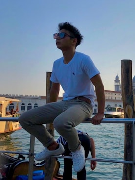 「Abercrombie&Fitch（アバークロンビーアンドフィッチ）のアイテム（Tシャツ/カットソー）」を使った、ymmtkzyさん（メンズ・168cm）の夏コーディネート