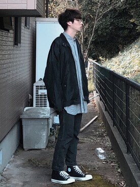 「ラルフローレン」｜「アイテム（ナイロンジャケット）」を使った、あほげさん（メンズ・174cm）の冬コーディネート