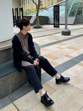 「ドレスシューズ」｜「アイテム（スニーカー）」を使った、あほげさん（メンズ・174cm）の秋コーディネート