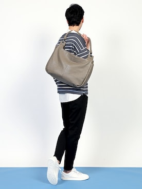 「ボーダーニット」｜DANNYさん（メンズ・177cm）の春コーディネート