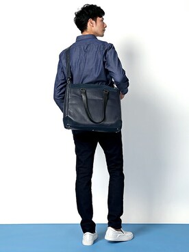 「LANVIN en Bleu(ランバンオンブルー)のアイテム(スリッポン)」を使った、DANNYさん(メンズ・177cm)の秋コーディネート