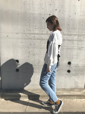 「E hyphen world gallery（イーハイフンワールドギャラリー）のアイテム（シャツ/ブラウス）」を使った、ayuさん（レディース・162cm）の冬コーディネート