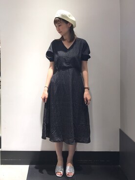 「シルバー」｜「アイテム（ハンチング/ベレー帽）」を使った、ayuさん（レディース・162cm）の夏コーディネート