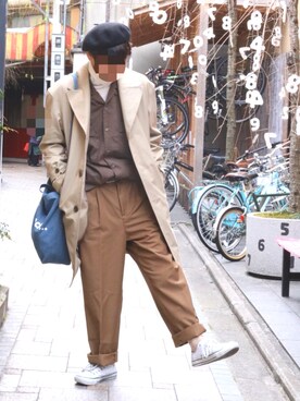 「LAKOLE（ラコレ）のアイテム（ハンチング/ベレー帽）」を使った、Hirotoんカツさん（メンズ・170cm）の冬コーディネート