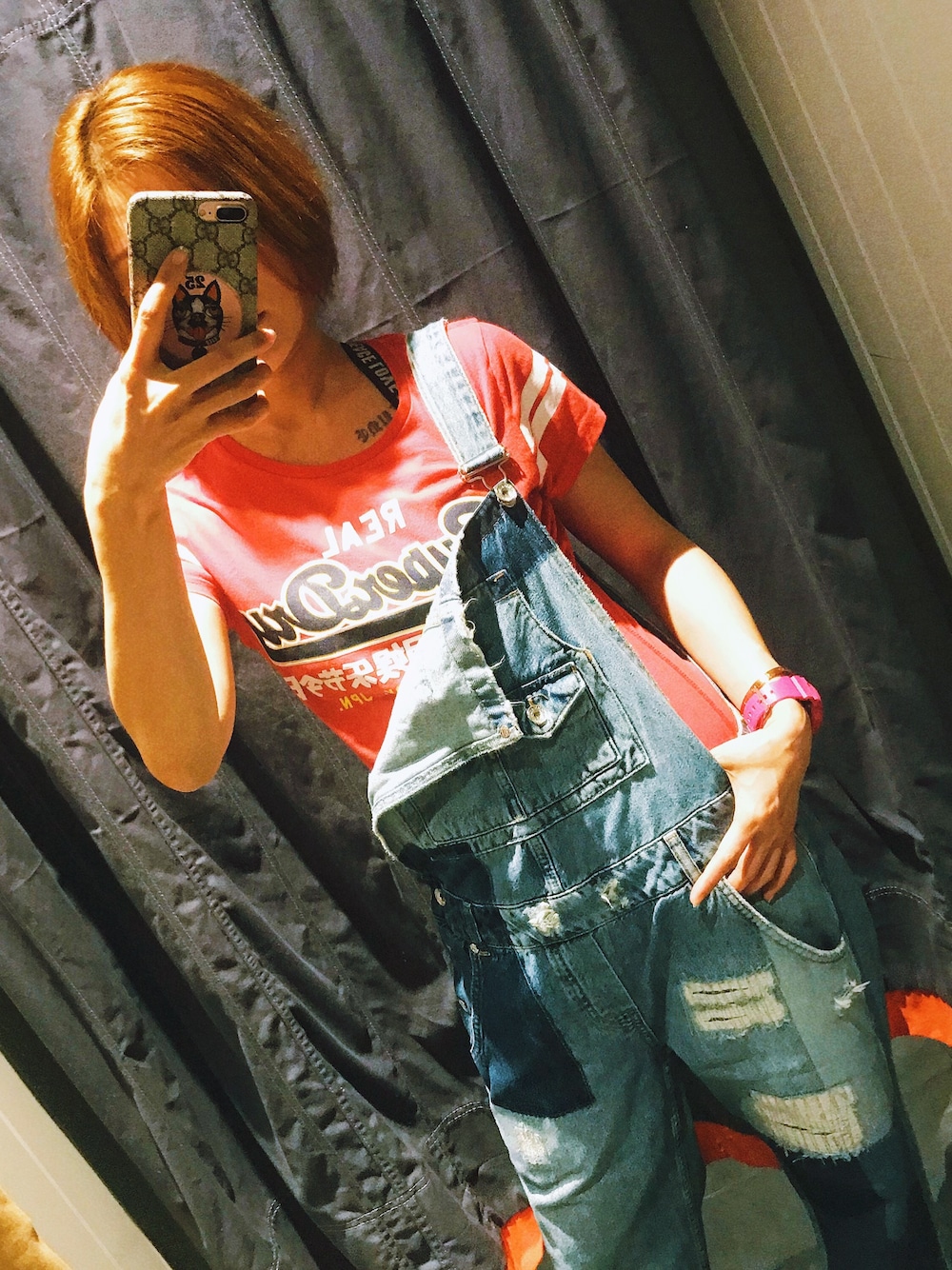 「SuperDryのアイテム（サロペット/オーバーオール、ブルー系）」を使った、saphioさん（レディース・163cm）の冬コーディネートの1枚目の写真