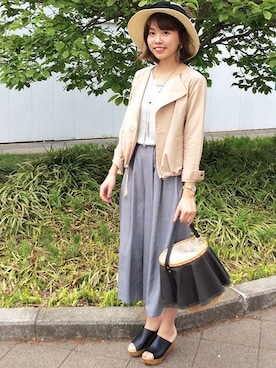 「Sens de vie（サンスドゥウ゛ィ）のアイテム」を使った、REINAさん（レディース・163cm）の春コーディネート