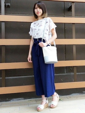 「Sens de vie（サンスドゥウ゛ィ）のアイテム」を使った、REINAさん（レディース・163cm）の夏コーディネート