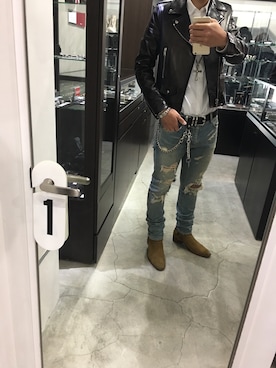 「Saint Laurent（サンローラン）のアイテム（ジャケット/アウター）」を使った、田村 来夢さん（メンズ・180cm）の春コーディネート