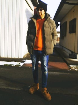 よく食べ寝て音楽聴き旅ほぼデニムさん(メンズ・180cm)の冬コーディネート