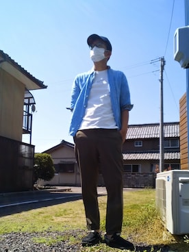 「jiggys shop（ジギーズショップ）のアイテム（トップス）」を使った、デニム大好きおじさん夏は白Ｔさん（メンズ・180cm）の春コーディネート