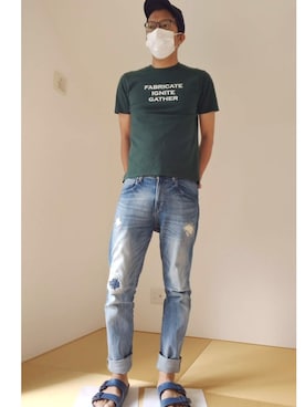 「jiggys shop（ジギーズショップ）のアイテム（トップス）」を使った、デニム大好きおじさん夏は白Ｔさん（メンズ・180cm）の春コーディネート