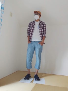 「glory crew（グローリークルー）のアイテム（その他パンツ）」を使った、シンプルデニムおじさん👖さん（メンズ・180cm）の春コーディネート