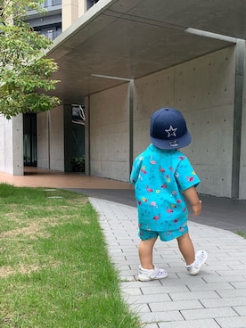 「1歳3ヶ月」｜「アイテム（帽子）」を使った、amelianさん（キッズ・90cm）の夏コーディネート