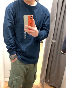 「CASIO」｜「アイテム（チノパンツ）」を使った、kenpunieさん（メンズ・172cm）の冬コーディネート