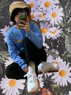 「ADER error（アーダーエラー）のアイテム（帽子）」を使った、kah⌄̈⃝さん（レディース・155cm）の春コーディネート