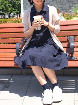 「SM2（エスエムツー）のアイテム（シャツワンピース）」を使った、mさん（レディース・158cm）の冬コーディネート