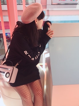 「原宿」｜「アイテム（ハンチング/ベレー帽）」を使った、runonさん（レディース・158cm）の冬コーディネート