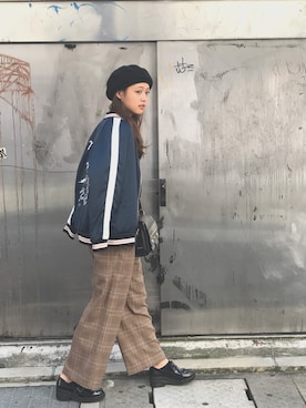 「KENZO」｜「アイテム（ブルゾン）」を使った、松元絵里花さん（レディース・168cm）の秋コーディネート