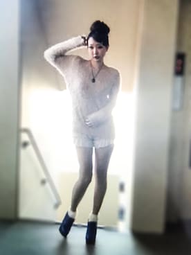 「アイテム（ネックレス、ブルー系）」を使った、ryocoさん（レディース・163cm）の秋コーディネート