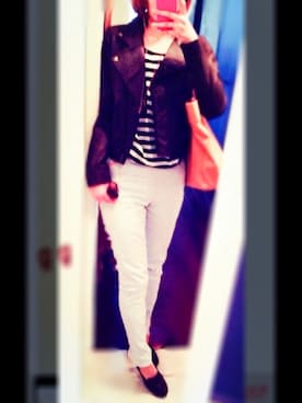 「CECIL McBEE（セシルマクビー）のアイテム（ライダースジャケット）」を使った、kotiさん（レディース・163cm）の秋コーディネート