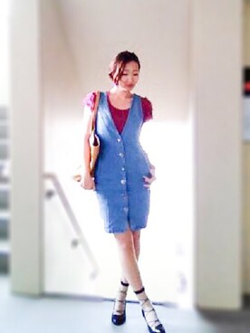 「dazzlin（ダズリン）のアイテム（ジャンパースカート）」を使った、kotiさん（レディース・163cm）の秋コーディネート