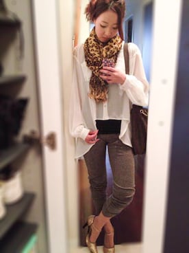 「no brand（ノーブランド）のアイテム（ストール/ショール）」を使った、ryocoさん（レディース・163cm）の秋コーディネート