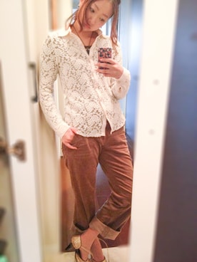 「アイテム（ネックレス、ブルー系）」を使った、ryocoさん（レディース・163cm）の秋コーディネート