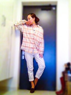 「アイテム（ネックレス、ブルー系）」を使った、ryocoさん（レディース・163cm）の秋コーディネート